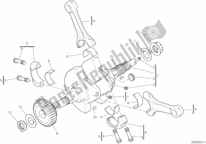 All parts for the Connecting Rods of the Ducati Monster 821 Thailand 2015